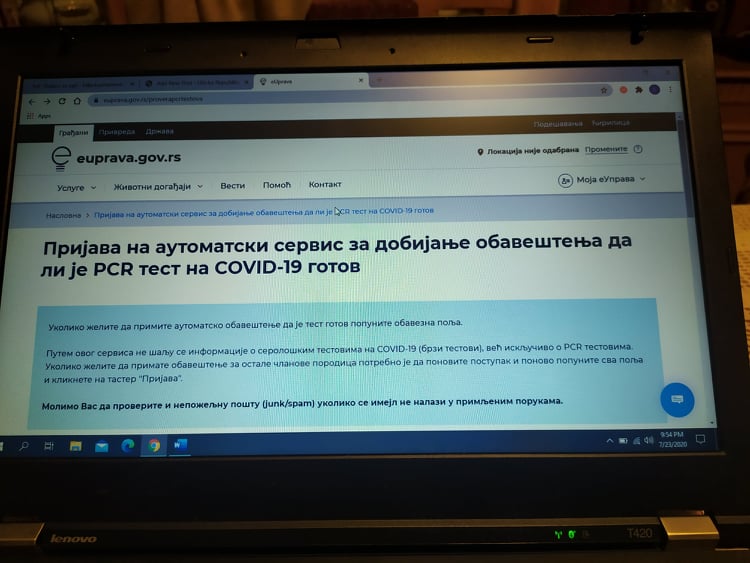 Novi servis obaveštava građane koji čekaju rezultate PCR testa na Covid19